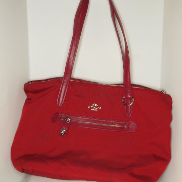 Coach Handbags - Coach Nylon Zip Tote - True Red